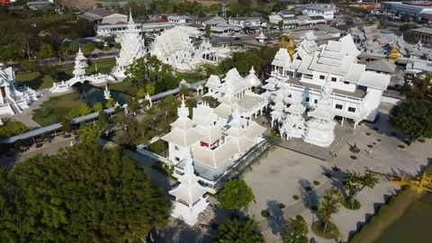 Wide Left Movement Over White Temple Complex Stock-Footage 332573278