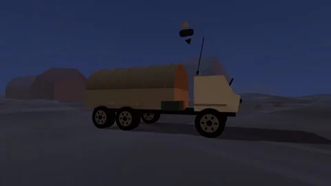Wide lens at head height as ordnance lands at dusk Stock Footage 342390103