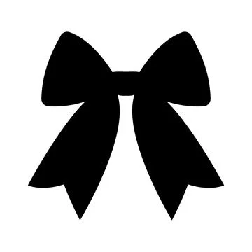Wide loop black bow silhouette vector graphic element for gift wrap decor 库存插图