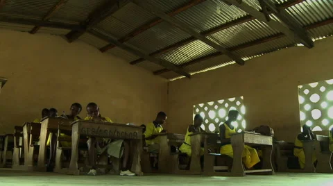WIDE LOW ANGLE: PAKRO CLASSROOM AND STUDENTS Stock Footage 58026794