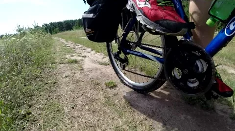 Wide Low Angle Pov Of Cyclist Bike While Riding Bicycle On Country Road Stock Footage 40616926