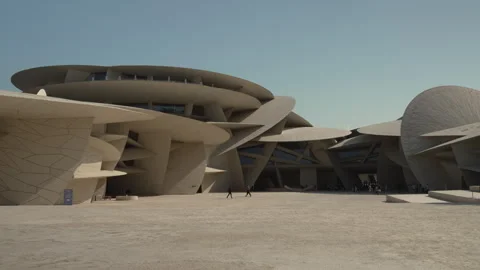 Wide low angle static shot of tourists walking through the National Museum. Stock Footage 338118450