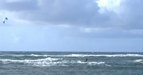 Wide Man Kite Surfing Small Jump, 4K60p Stock-Footage 101072204
