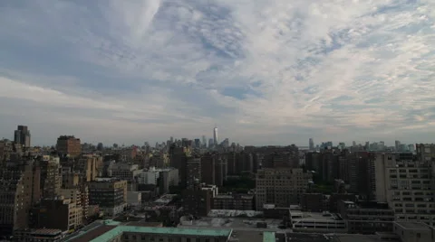 Wide manhattan skyline 1 with clouds Video stock 40647256