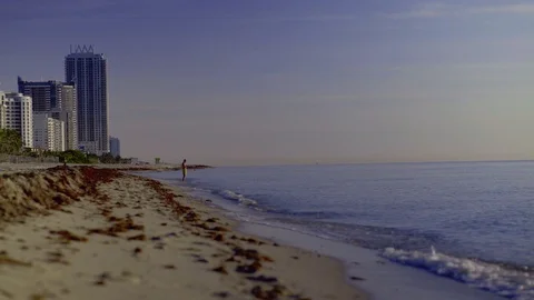 Wide Miami Beach Waves Video stock 95418470