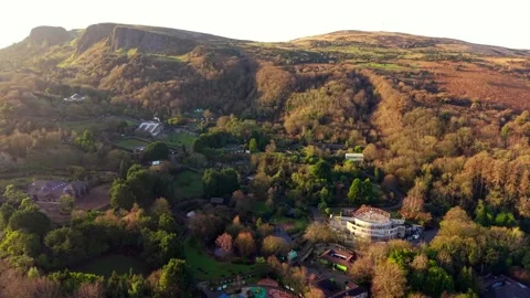 Wide to mid 4K 60FPS aerial view of Belfast Zoo in North Belfast in Northern Stock Footage 325846370