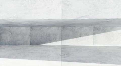 Wide modern building with empty floor made of square shaped concrete . 3D ren Ilustración de archivo