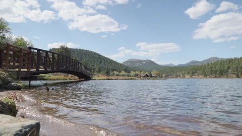 Wide Mountain Lake Stock Footage 288154443