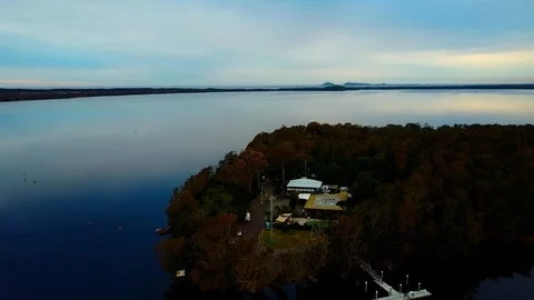 Wide mountain river at dusk. Stock Footage 95897981