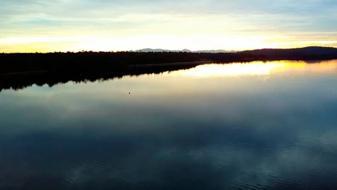 Wide mountain river at dusk. Stock Footage 95898346