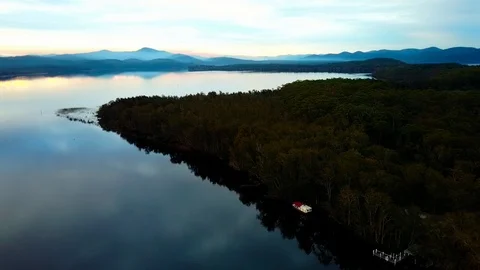 Wide mountain river at dusk. Stock Footage 95898407