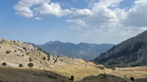 Wide Mountain Valley Landscape with Clouds in Feslikan Plateau Antalya Turke Stock Footage 343831298