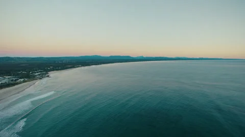 Wide Ocean Beyond Byron Bay Coast at Dawn Stock Footage 327851681