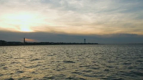 Wide ocean shot during the evening at the beach Video stock 76591354