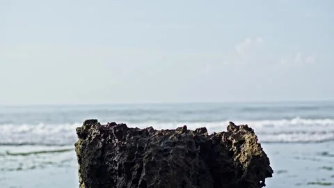 Wide Ocean View with Foreground Coral Rocks on a Tropical Coastline Stock Footage 296572015