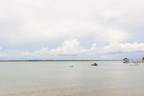 Wide ocean view under soft cloudy sky Foto stock