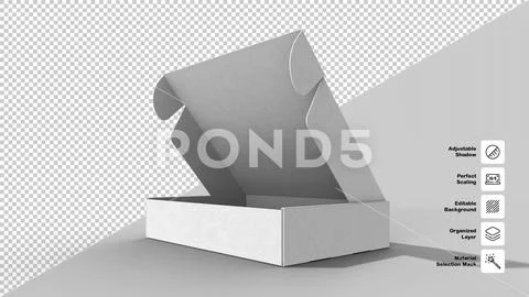 Wide Open Flip Top Box Packaging Mockup Isolated on Transparent Background Modello PSD
