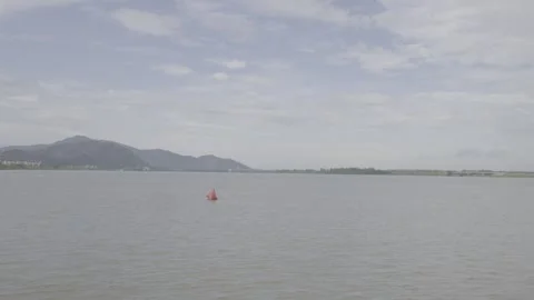 Wide Open River View with Distant Buoy Stock-Footage 343554887