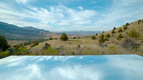 Wide open skies reflection of landscape blue sky mirror desert time lapse Stock Footage 81800925