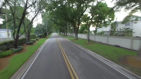 Wide open street with trees in Florida Stock Footage 202159254