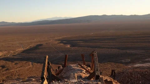 Wide Open Valley and End of Broken Trestle at Abandoned Mine - Shallow DOF Stock Footage 246196936