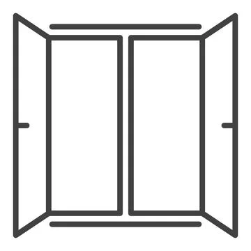 Wide Open Window vector Simple Clear Portal outline icon or design element Ilustración de archivo
