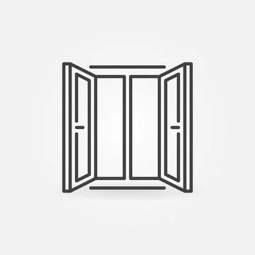 Wide Open Window vector thin line concept icon Ilustración de archivo