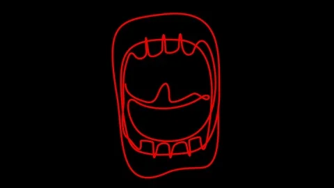Wide Opened Mouth  - Continuous Line Self  Drawing Animation Vídeos de archivo 102788372