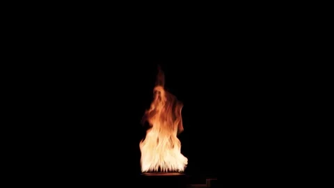 Wide Orange Fire Burst On Black Background Video stock 339301767