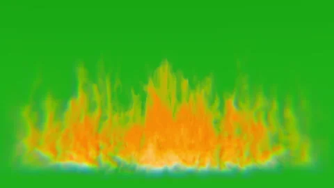 Wide Orange Fire Wall Flames on Green Screen Background 库存影片 339818331