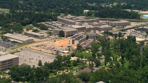 Wide orbit of building complex, Mobile, Alabama. Shot in 2007. Stock Footage 59507223