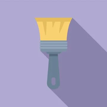 Wide paint brush spreading paint with long shadow Stock Illustration
