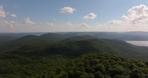 Wide pan of Beacon New York and Hudson River Valley Stock Footage 346367310