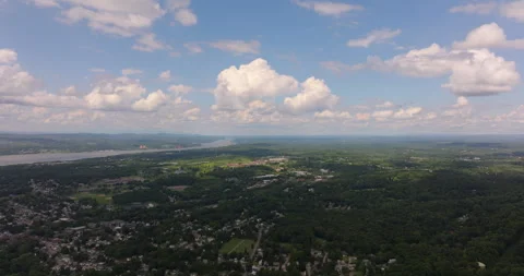 Wide pan of Beacon New York and Hudson River Valley Stock Footage 346401011