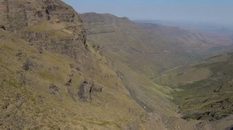 Wide pan of Lesotho Mountains Stock Footage 12250123