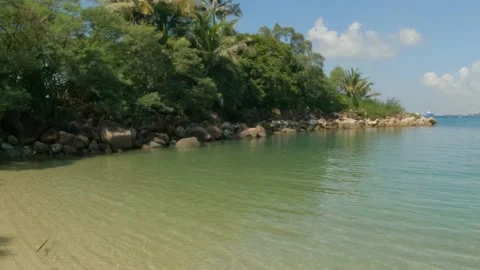 Wide Pan Rocks To Lagoon Stock Footage 144589360