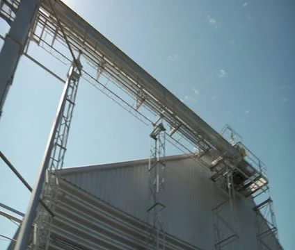 Wide pan shot of grain elevator Stock Footage 21590900