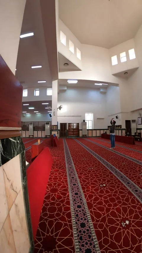 Wide Panning Interior View of Ijabah Mosque Stock Footage 344041703