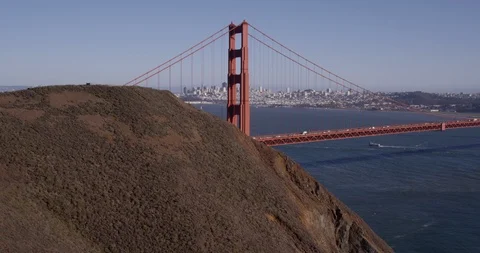 Wide panning shot of the Golden Gate Bridge, California, Shot with the Red Epic Video stock 103447553