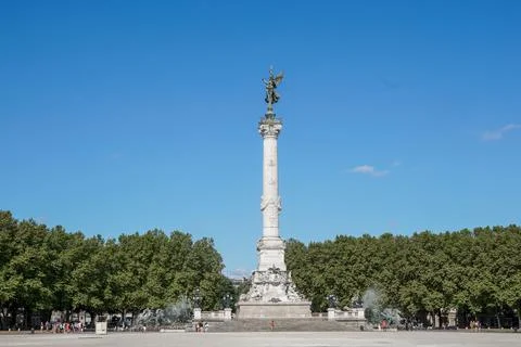 Wide panorama to the large square and  Monument aux Girondins. Stock Photos