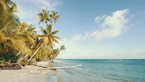 Wide panoramic background concept. Amazing landscape of paradise island. Stock Footage 237733524