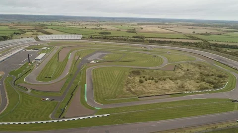 Wide panoramic view of empty race track, drone aerial 4K Video stock 101332949