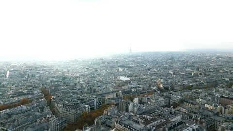 Wide panoramic view of Paris cityscape in France with Tour Eiffel in Stock Footage 247167352
