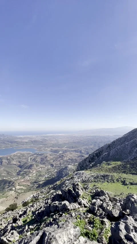 Wide panoramic view from the summit of Fahs El Maher Mountain Stock Footage 325767077