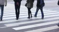 Wide pedestrian passage near airport or bus/railway station. People on crosswalk HD Footage