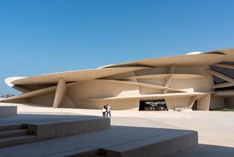Wide perspective of desert rose interlocking discs architecture of NMOQ. Stock Photos