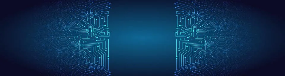 Wide perspective High-tech technology background texture. 3d Circuit board ve Stock Illustration