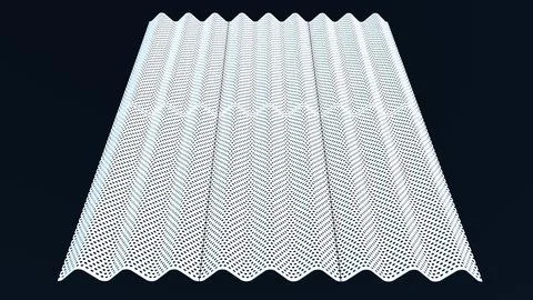 Wide Perspective View of White Perforated Corrugated Panel Ilustración de archivo