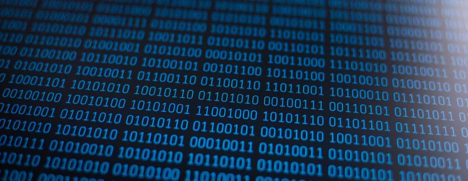 Wide photo of binary code on computer screen 写真素材