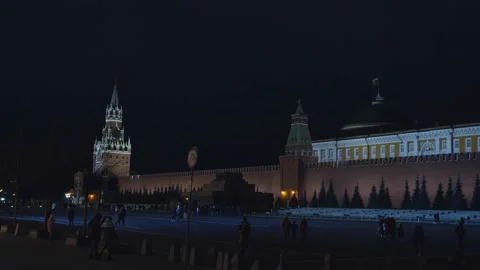 Wide plan of Red Square at night Stock Footage 131061352